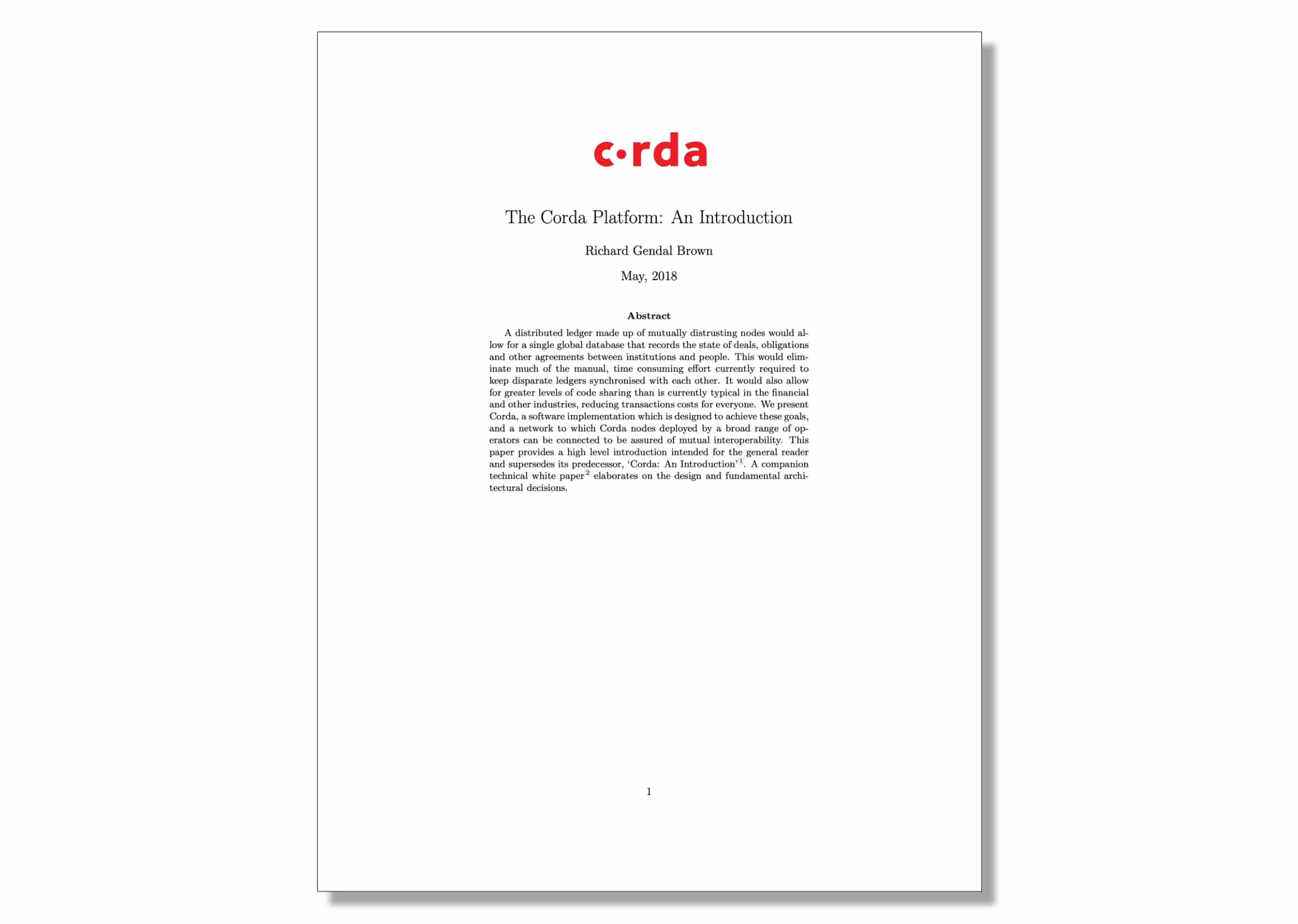 The Corda Platform: An Introduction background