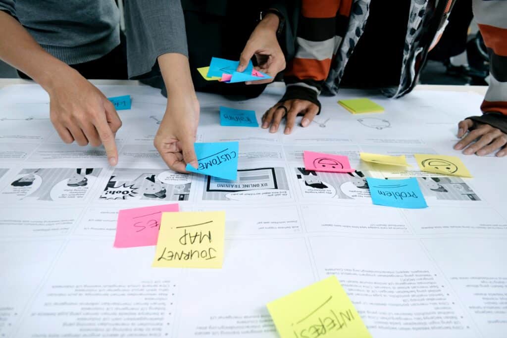 People working on user journey map