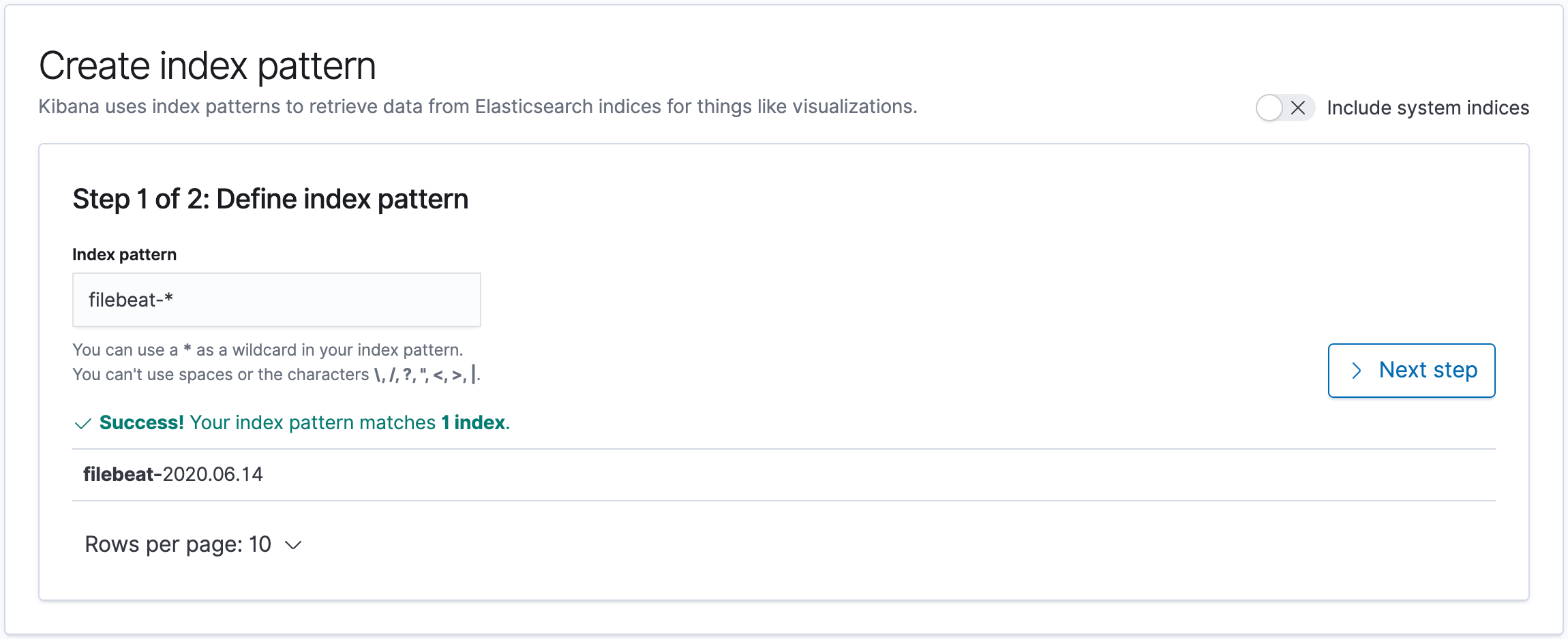 Setting up Kibana index pattern for Filebeat sources