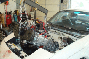Car getting engine replaced